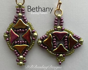 Bethany Beaded Earrings Pattern, DBBeadingDesigns, Instant PDF, Beading Tutorial, Easy Beading Pattern