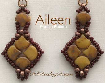 Patrón de pendientes con cuentas Aileen, DBBeadingDesigns, PDF, Tutorial de cuentas, Patrón de cuentas fácil