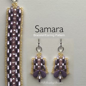 Samara Beaded Bracelet/Earrings Pattern, DBBeadingDesigns, Instant PDF, Beading Tutorial, Easy Beading Pattern, Diamond Pattern