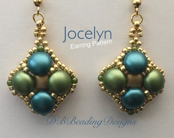 Patrón de aretes con cuentas Jocelyn, pdf, Tutorial con cuentas