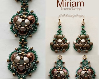 Patrón de pendientes/pulseras Miriam, DBBeadingDesigns, PDF instantáneo, Tutorial de cuentas, Patrón de cuentas fácil, Patrón de cuentas pellizcadas