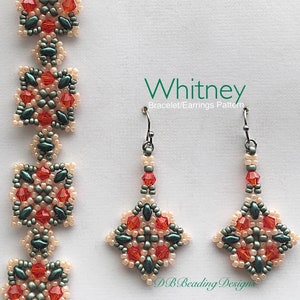 Whitney Beaded Bracelet and Earrings Pattern, DBBeadingDesigns, PDF, Beading Tutorial, Easy Beading Pattern
