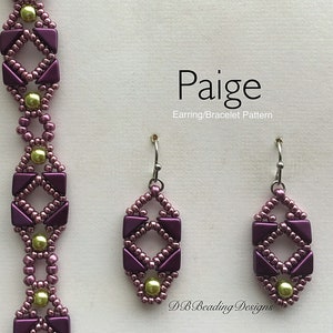 Mönster för pärlörhängen och armband med Paige-motiv, DBBeadingDesigns, PDF, handledning för pärlbroderi, enkelt pärlbroderimönster