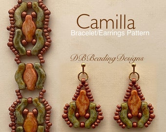 Camilla Beaded Bracelet and Earrings Pattern, DBBeadingDesigns, Instant PDF, Beading Tutorial, Easy Beading Pattern