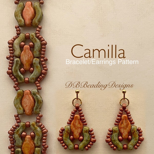 Camilla Beaded Bracelet and Earrings Pattern, DBBeadingDesigns, Instant PDF, Beading Tutorial, Easy Beading Pattern