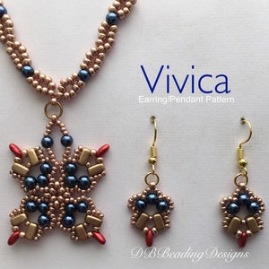 Vivica Beaded Earrings & Pendant Pattern, DBBeadingDesigns, PDF, Beading Tutorial, Easy Beading Pattern