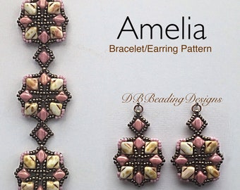 Amelia Beaded Bracelet/Earrings Pattern, PDF, Beading Tutorial, DBBeadingDesigns, Easy Beading Pattern