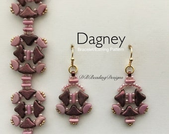 Dagney Beaded Bracelet and Earrings Pattern, PDF, DBBeadingDesigns, Beading Tutorial, Easy Beading Pattern, Par Puca Pattern