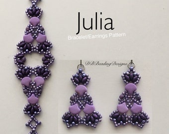 Julia Beaded Earrings/Bracelet Pattern, Instant PDF, DBBeadingDesigns, Bead Pattern Tutorial