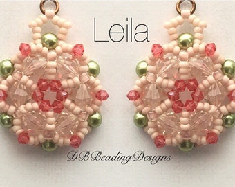 Leila Earrings Pattern, Beading Tutorial, Easy Beading Pattern, Instant PDF