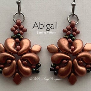 Abigail Beaded Earrings Pattern, DBBeadingDesigns, Instant PDF, Beading Tutorial, Easy Beading Pattern, ZoliDuo Pattern