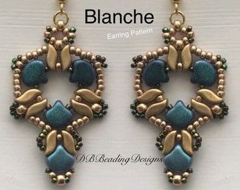 Blanche Beaded Earrings Pattern, PDF, Beading Tutorial, Earring Pattern