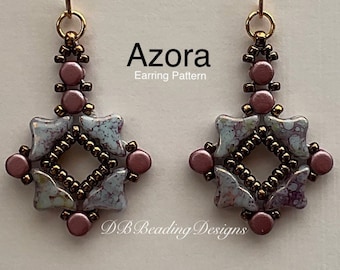 Azora Beaded Earring Pattern, DBBeadingDesigns, Instant PDF, Beading Tutorial, Easy Beading Pattern, Par Puca Pattern