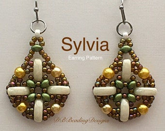 Sylvia Beaded Earrings Pattern, Instant PDF, DBBeadingDesigns, Bead Tutorial Pattern