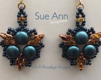 Patrón de pendientes con cuentas de Sue Ann, PDF, tutorial de cuentas