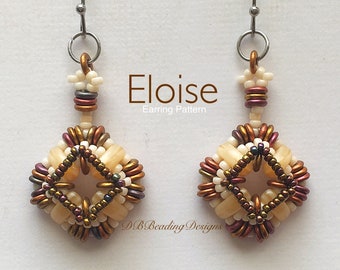 Eloise Beaded Earrings Pattern, PDF, Beading Tutorial, DBBeadingDesigns, Easy Beading Pattern