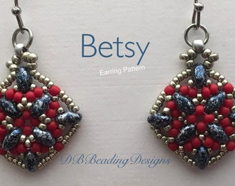 Betsy Beaded Earrings Pattern, PDF, DBBeadingDesigns, Beading Tutorial