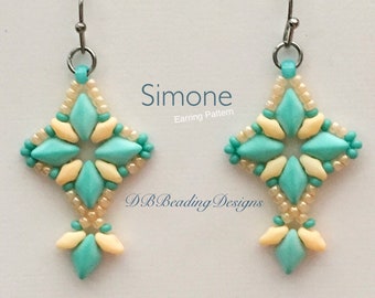 Simone Beaded Earrings Pattern, PDF, DBBeadingDesigns, Beading Tutorial