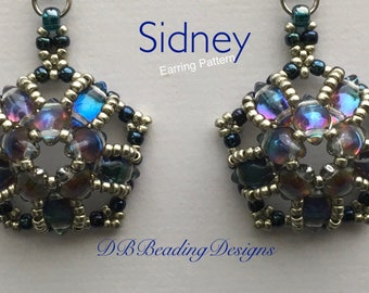 Sidney Beaded Earrings Pattern, pdf, Beading Tutorial