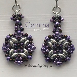 Gemma Beaded Earrings Pattern, PDF, Beading Tutorial