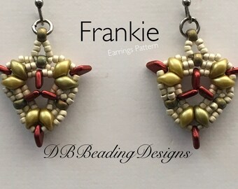 Frankie Beaded Earrings Pattern, pdf, Beading Tutorial