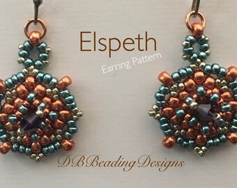 Patrón de pendientes de cuentas Elspeth (PDF) y tutorial de abalorios