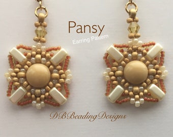 Patrón de aretes con cuentas Pansy, PDF, Tutorial de aretes con cuentas