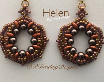 Helen Beaded Earrings Pattern, pdf, Beaded Tutorial