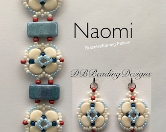 Patrón de aretes con cuentas de Naomi, PDF instantáneo, tutorial de patrón de cuentas