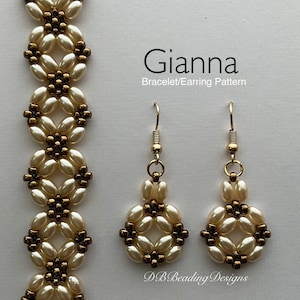 Gianna Beaded Bracelet/Earrings Pattern, DBBeadingDesigns, Instant PDF, Beading Tutorial, Easy Beading Pattern