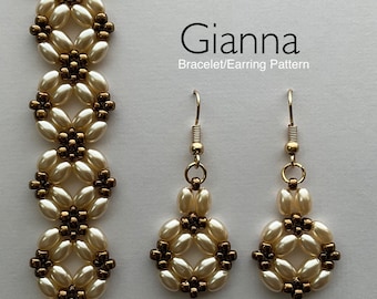 Gianna Beaded Bracelet/Earrings Pattern, DBBeadingDesigns, Instant PDF, Beading Tutorial, Easy Beading Pattern