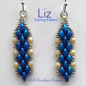 Liz Beaded Earring Pattern, DBBeadingDesigns, Instant PDF, Beading Tutorial, Easy Beading Pattern