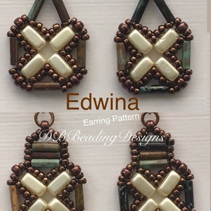 Edwina Beaded Earrings Pattern, Instant PDF, Beading Pattern, Beading Tutorial