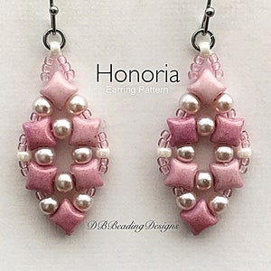 Honoria Beaded Earrings Pattern, DBBeadingDesigns, PDF, Beading Tutorial, Easy Beading Pattern