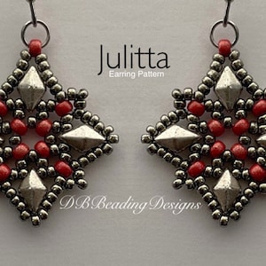 Julitta Beaded Earrings Pattern, DBBeadingDesigns, Instant PDF, Beading Tutorial, Easy Beading Pattern, Diamonduo Pattern