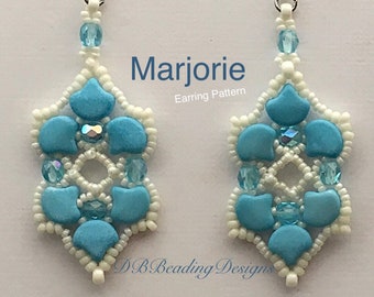 Marjorie Beaded Earrings Pattern, Instant PDF, DBBeadingDesigns, Beaded Tutorial