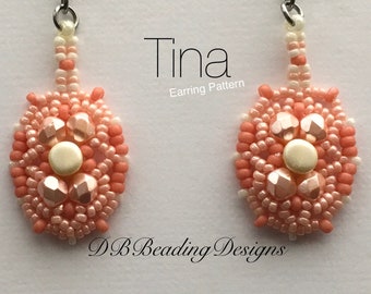 Tina Beaded Earrings Pattern, pdf, Beaded Tutorial