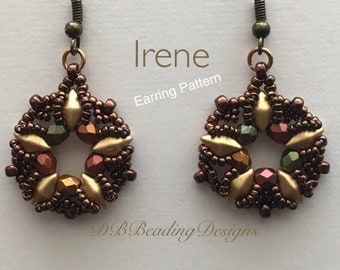 Patron de boucles d'oreilles en perles Irene, pdf
