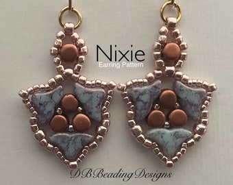 Nixie Beaded Earrings Pattern, DBBeadingDesigns, Instant PDF, Beading Tutorial, Easy Beading Pattern, Par Puca Pattern