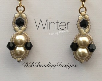 Winter Beaded Earrings Pattern, pdf, Beading Tutorial