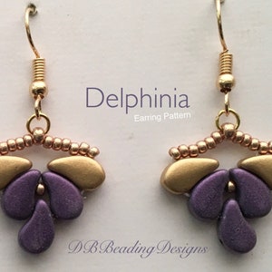 Delphinia Beaded Earrings Pattern, Instant PDF, Beading Tutorial, Jewelry Pattern