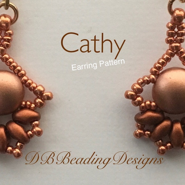 Cathy Beaded Earrings Pattern, pdf, Beading Tutorial, DBBeadingDesigns