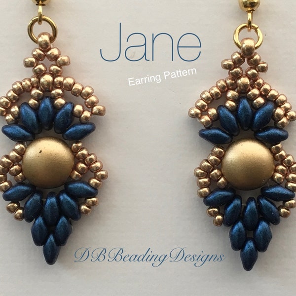 Jane Beaded Earrings Pattern, pdf, Beading Tutorial