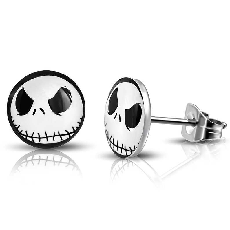 Stud Earrings / Jack Skellington Stud / Stainless Steel Jack Etsy
