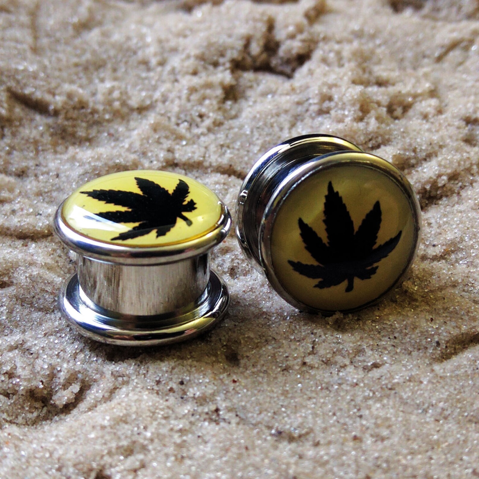 Ear Plugs Gauges / Marijuana Ganja Leaf Ear Plugs / Stainless Etsy