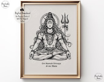 Om Namah Shivaya Poster, Hindu God Shiva, Wall Art, Sanskrit Mantra, Spiritual Decor, Meditation, Yoga, Kirtan, Mala, Digital Download, PDF