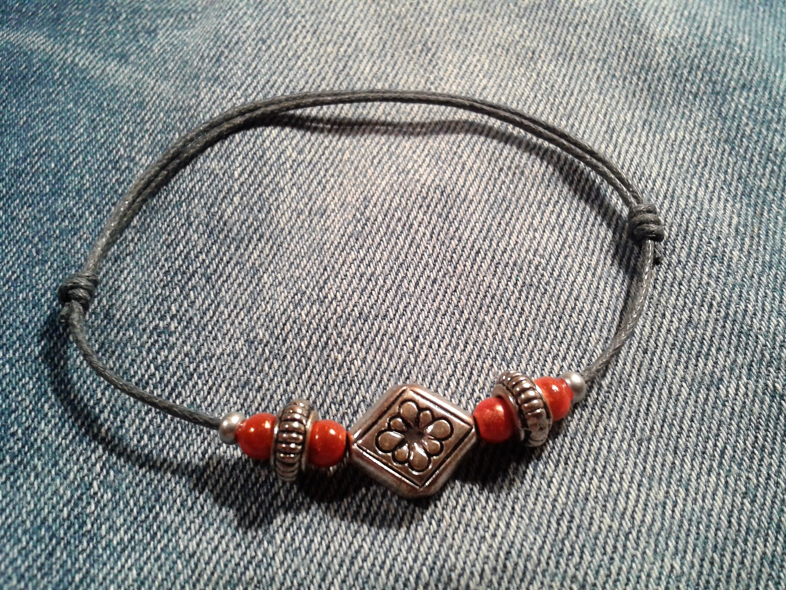 Bracelet noeud coulissant gris et perles argentés Etsy