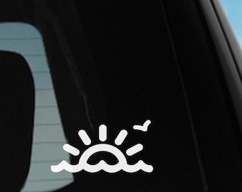 Beach Sticker, Beach Decal, Wave Sticker, Wave Decal, Sunset Decal, Sunset Sticker (ID 505)