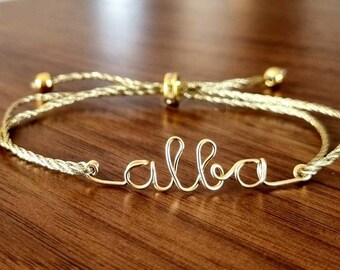 Bracelet personnalisable avec prénom ou message en Gold Filled cadeau anniversaire, maman, mamie, maîtresse, nounou, mariage...