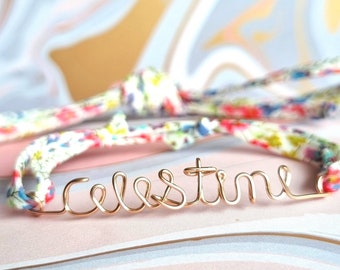 Pulsera enfant liberty personalizable con prénom, cadeau naissance, anniversaire.. en Gold Filled OR rosé ou OR 14 quilates
